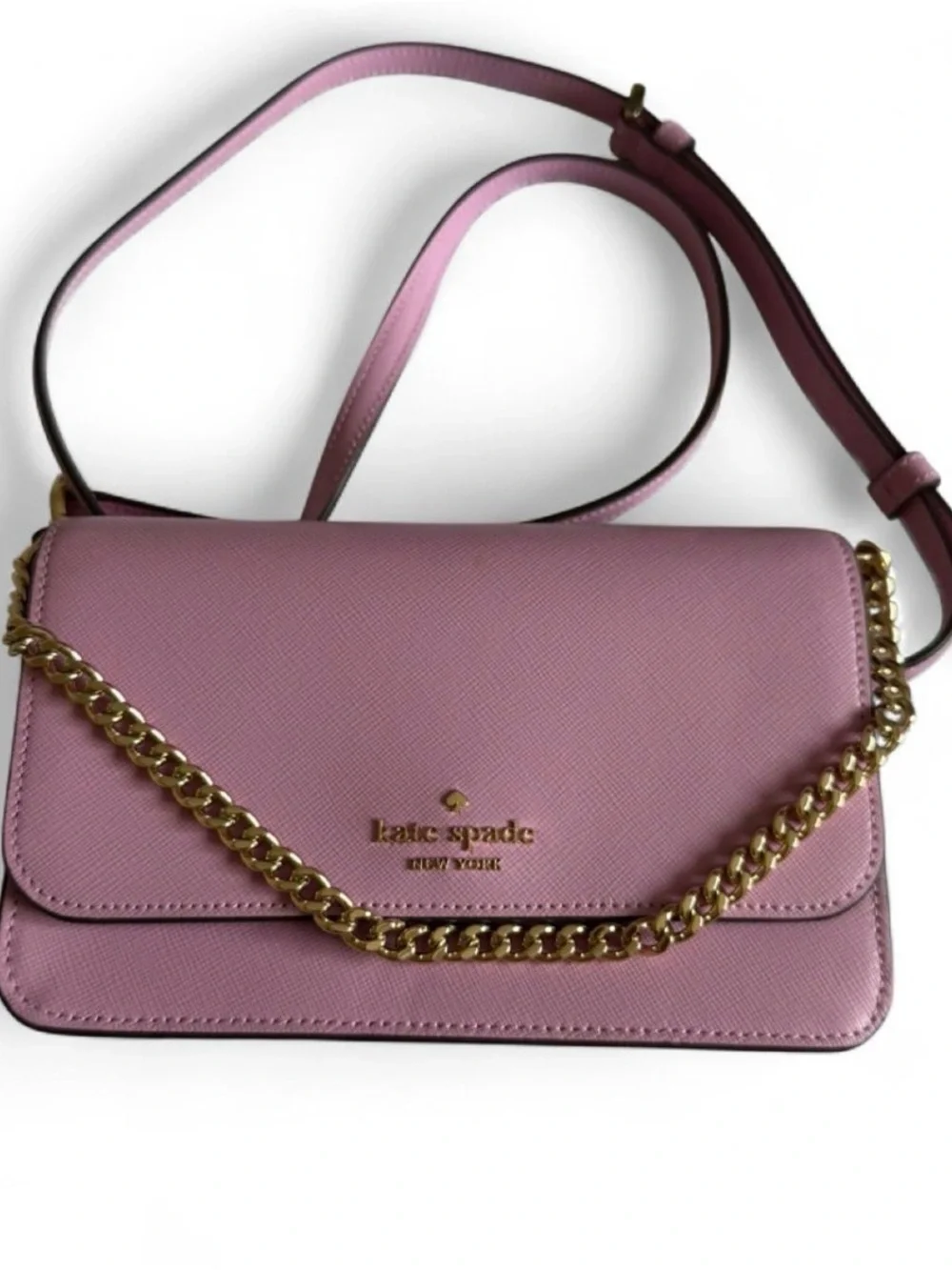 kate spade Pink Leather Crossbody with Gold Chain